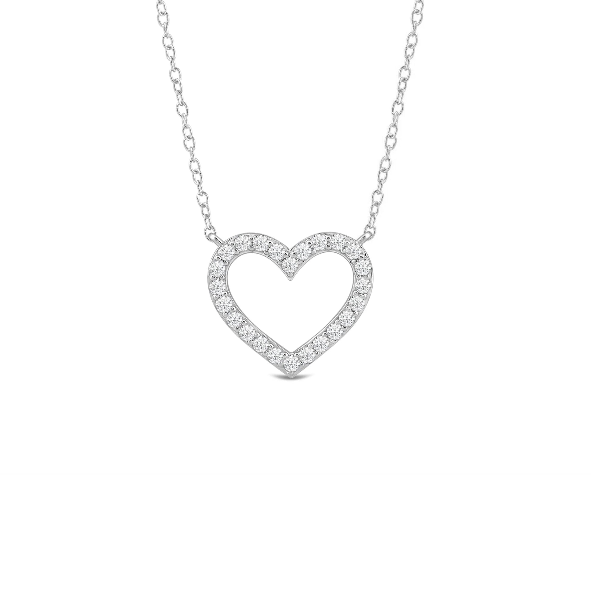 Petite Lab Created Diamond Studded Heart Necklace