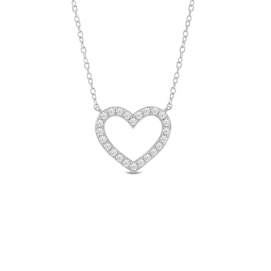 Petite Lab Created Diamond Studded Heart Necklace