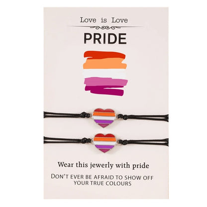 2Pcs Promise Love Heart Rainbow Strand Bracelets Set Lovely Stretchable Bracelet for Women Girls Couple Friendship