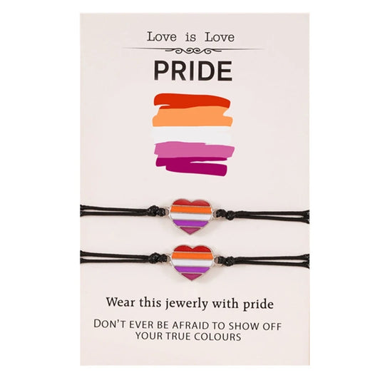 2Pcs Promise Love Heart Rainbow Strand Bracelets Set Lovely Stretchable Bracelet for Women Girls Couple Friendship