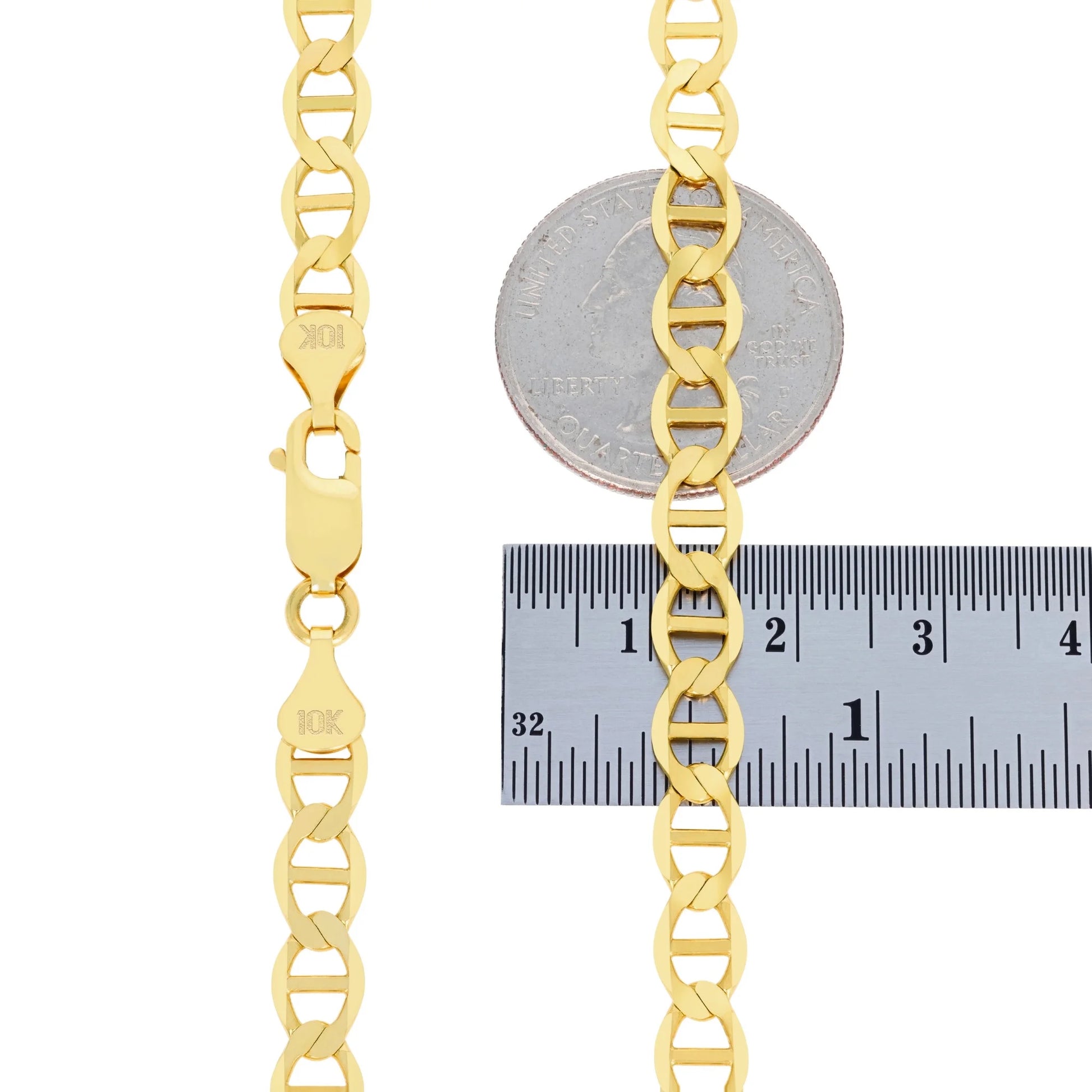 10K Real Yellow Gold Solid Mariner 6Mm Chain Anchor Link Bracelet (7"-9") Italian Jewelry for Men & Women