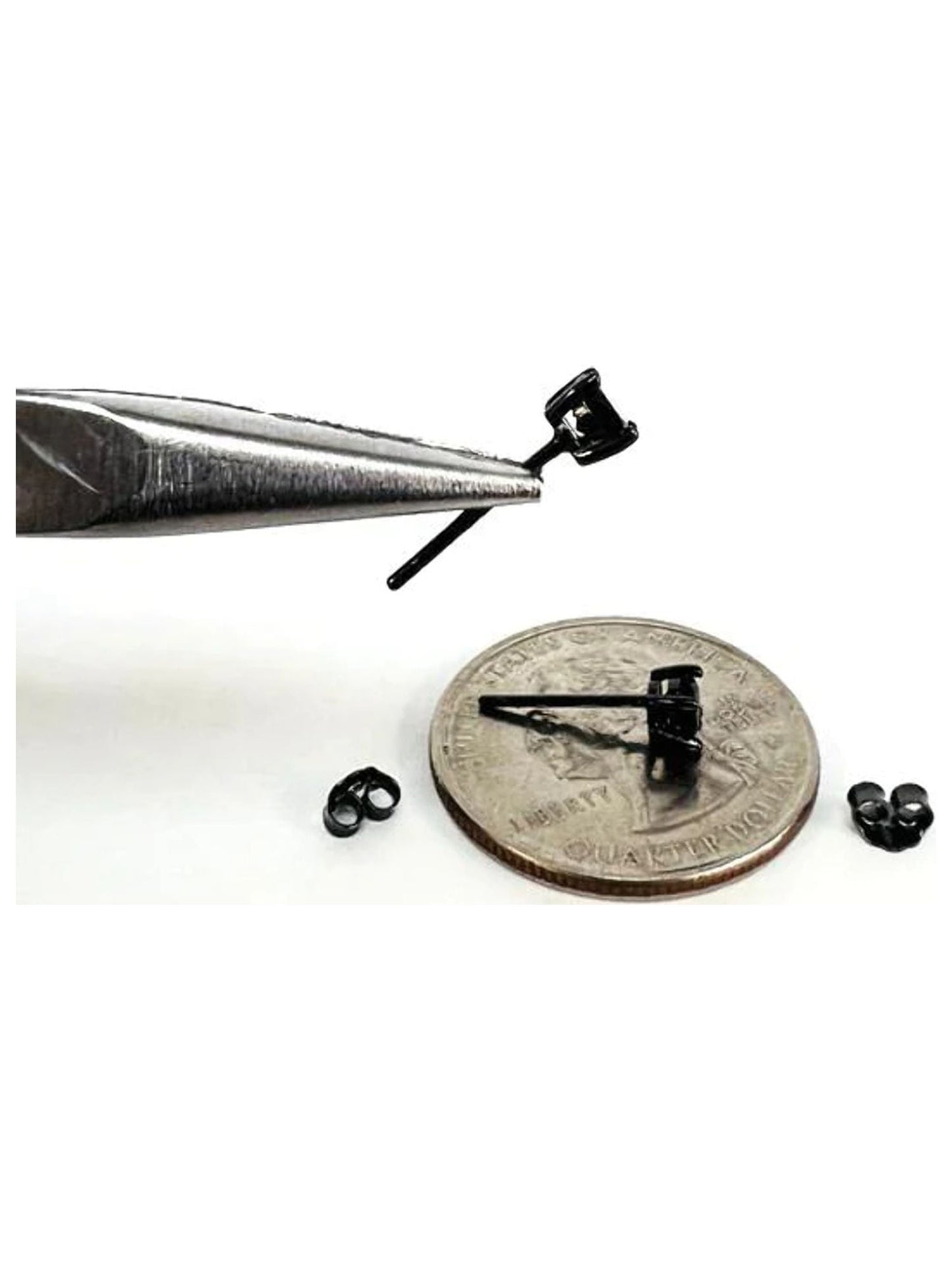 925 Sterling Silver Black Stud Earrings for Womens Mens / Dainty Earrings Jewelry / Womens Ear Piercing / Black Earrings / Aretes De Plata