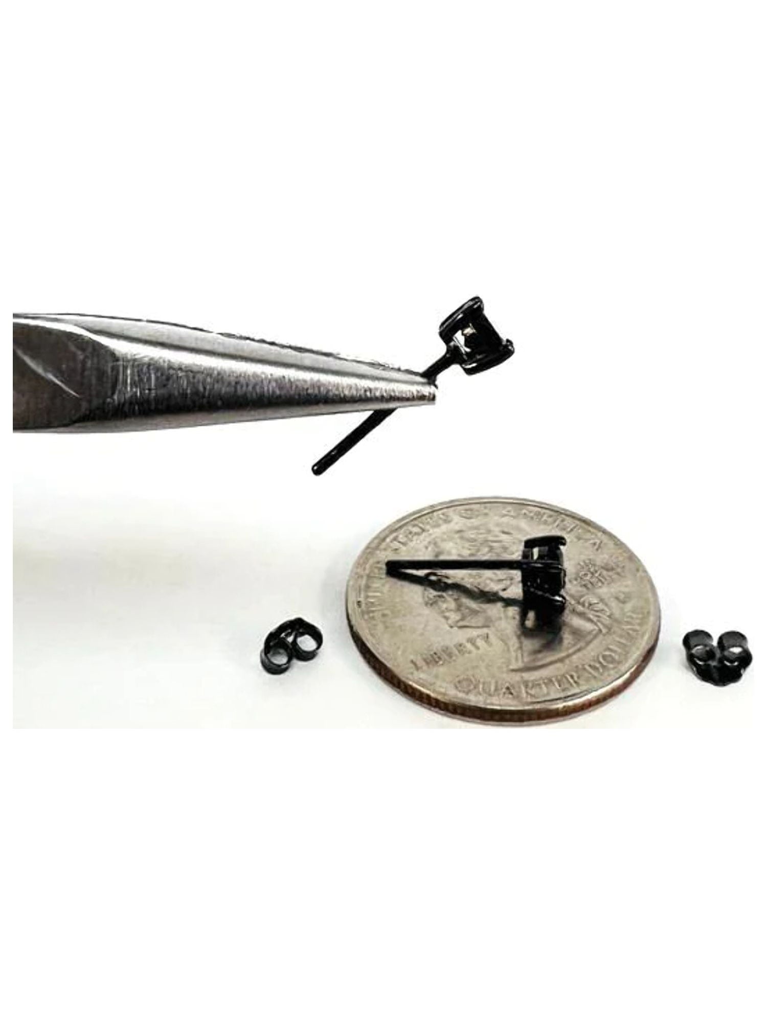 925 Sterling Silver Black Stud Earrings for Womens Mens / Dainty Earrings Jewelry / Womens Ear Piercing / Black Earrings / Aretes De Plata