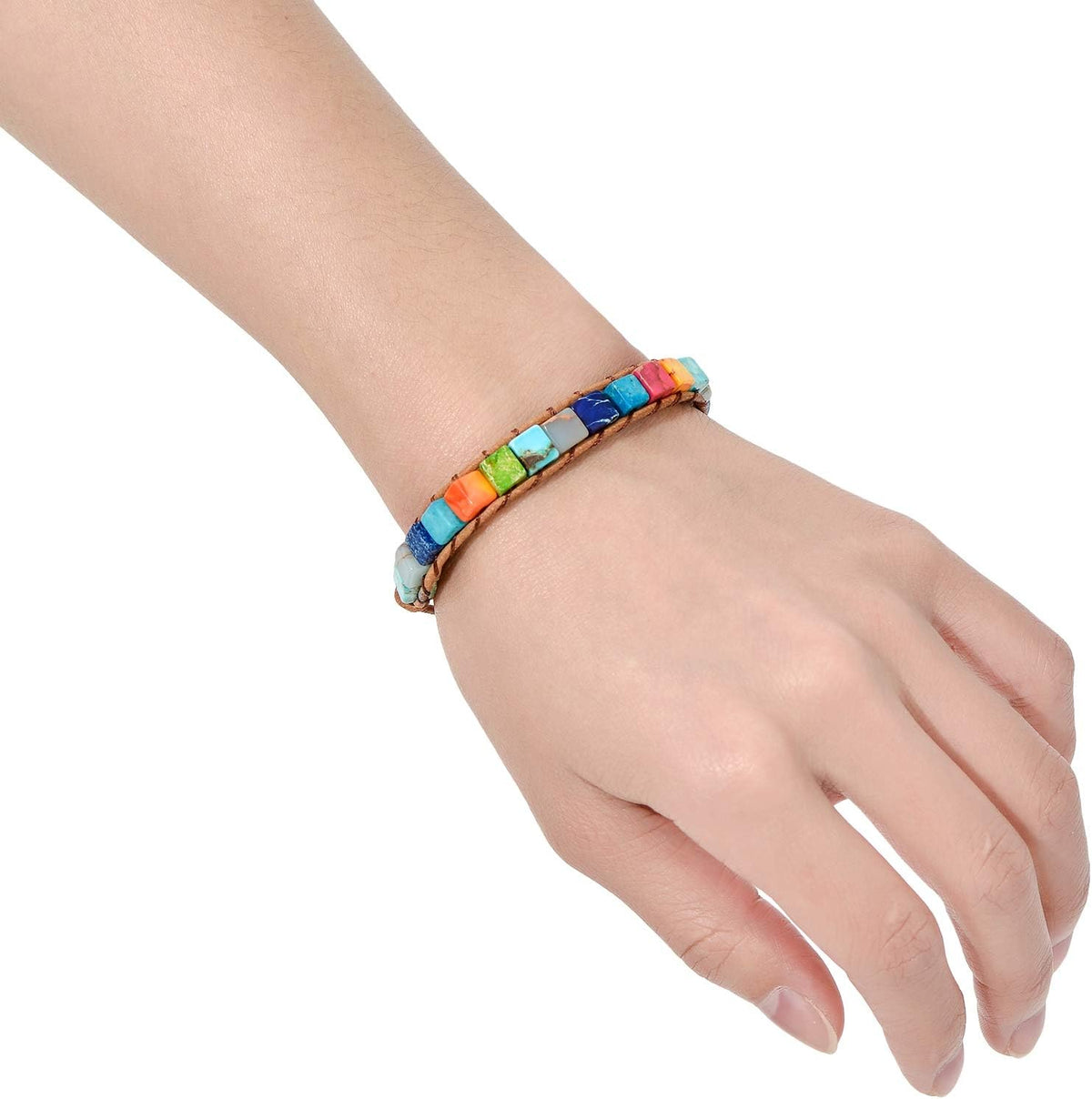 7 Chakra Bracelets for Women with Real Stones Leather Wrap Healing Bead Bracelet Women Men Boho Friendship Jewelry