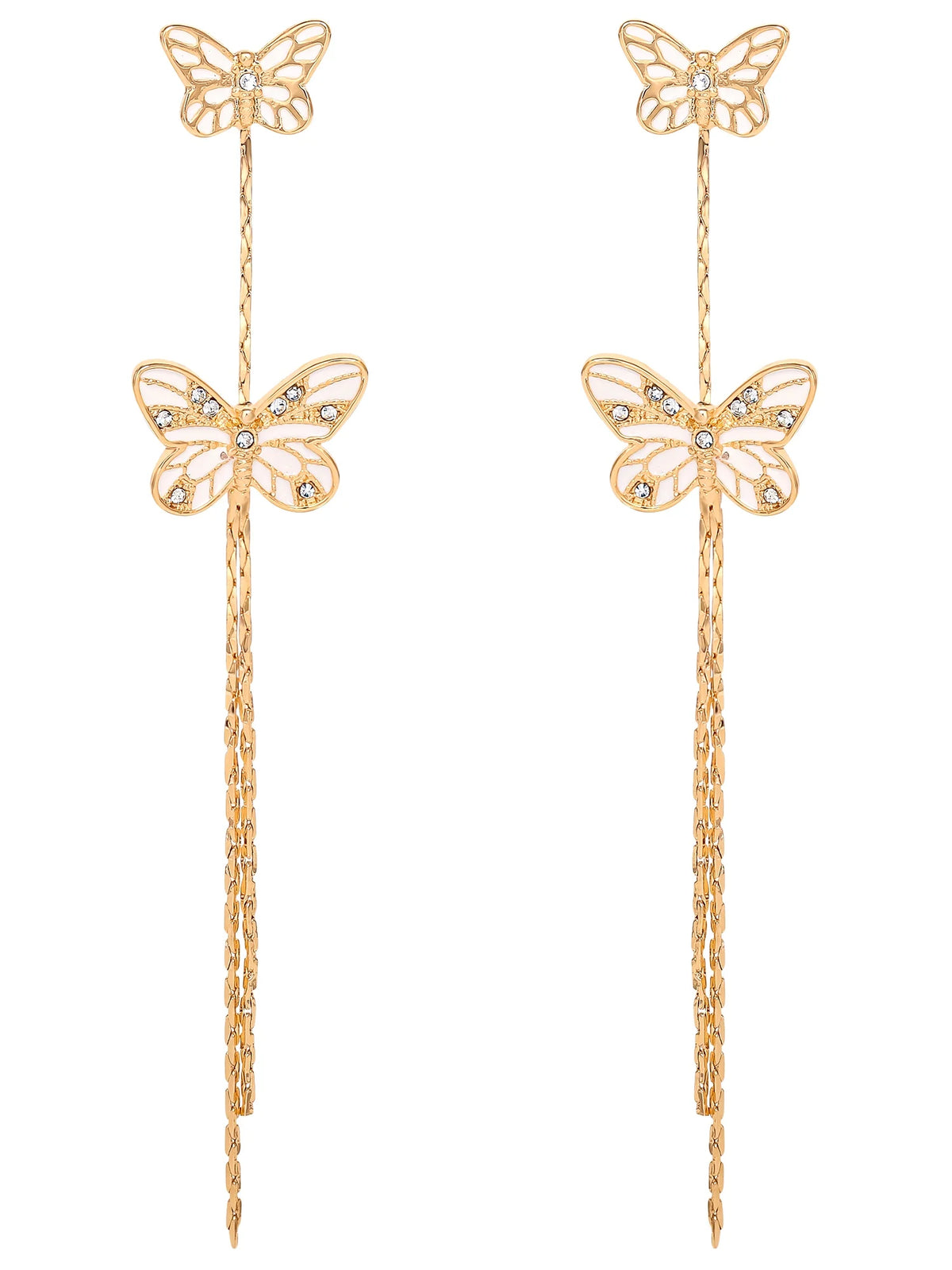 Women'S Fashion Butterfly Gold Tone Metal Drop Earring