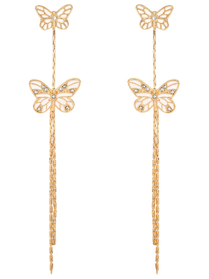 Women'S Fashion Butterfly Gold Tone Metal Drop Earring