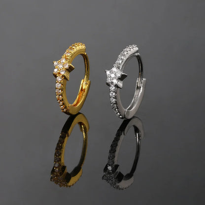 Mini Cute Star Hoop Earrings for Women Geometry Cubic Zircon Ear Tragus Helix Piercing Cartilage Rook Jewelry Girls Gifts CC191