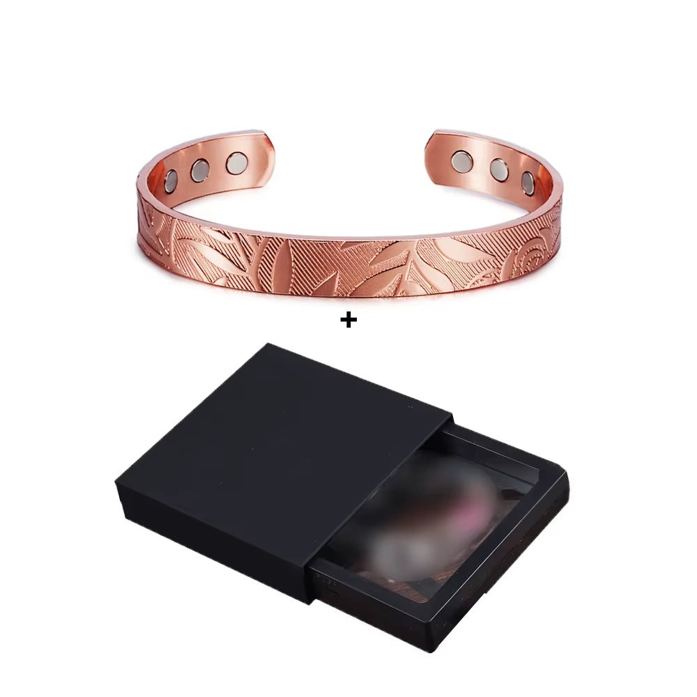 Magnetic Bracelets Rose Copper Adjustable Cuff Bangles Women Men Energy Jewelry Resizable Pain Relief for Arthritis