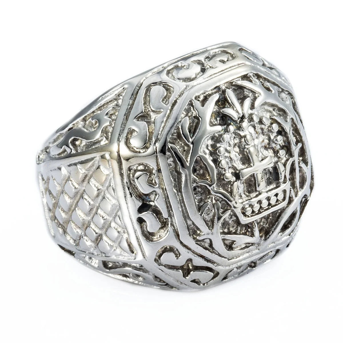 Male Ring Stainless Steel Ring Carved Cross Comfort Fit Rings for Men 8-13 Size Halloween Gifts
