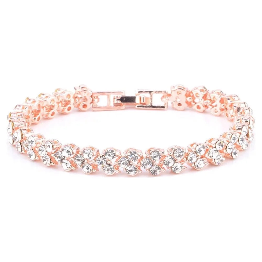 Women'S Tennis Bracelets Luxury Slender Rose Gold Plated Bracelet with Sparkling Cubic Zirconia Bracelet Jewelry Gifts for Her
