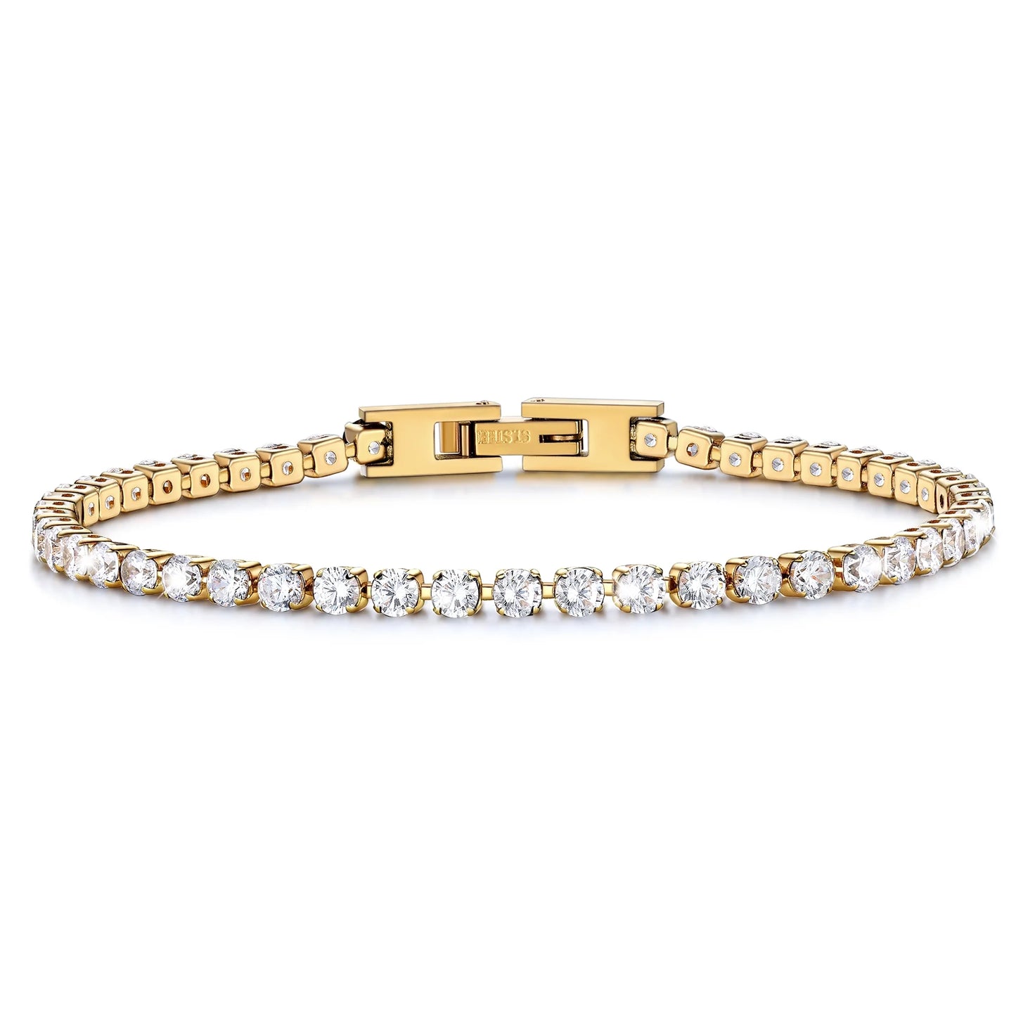 14K Gold Plated Tennis Bracelet for Women with Simulated Diamond Wedding Gift 3Mm round Cut Cubic Zirconia Bracelets 7.5 Inch