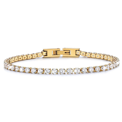 14K Gold Plated Tennis Bracelet for Women with Simulated Diamond Wedding Gift 3Mm round Cut Cubic Zirconia Bracelets 7.5 Inch