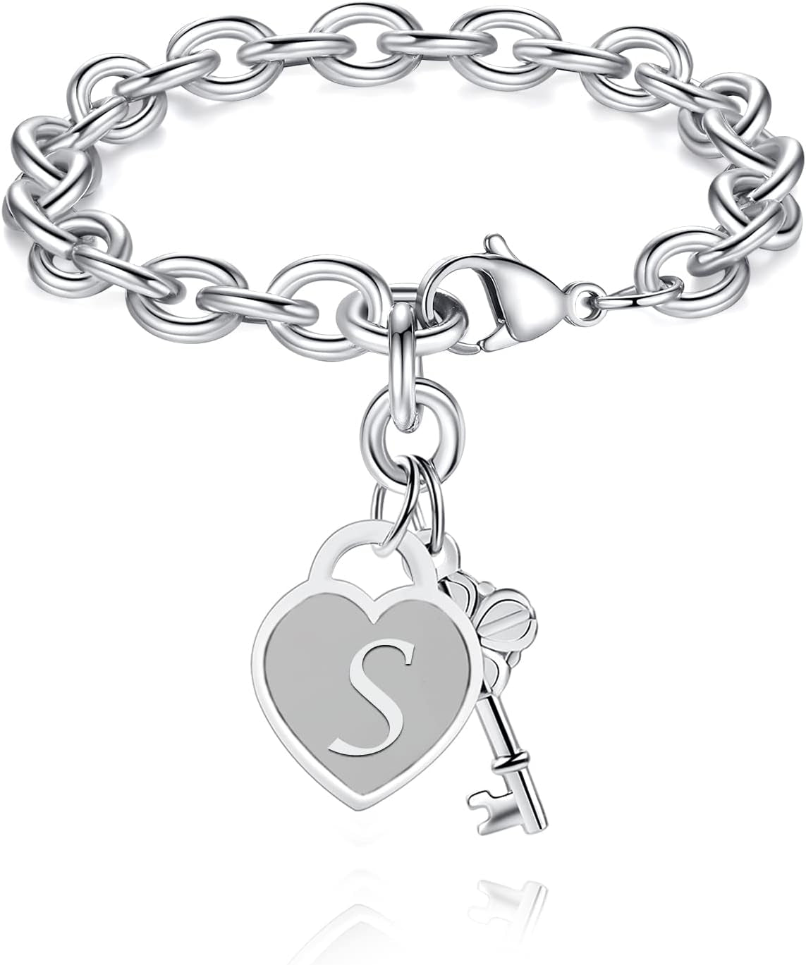 Initial Charm Bracelets for Girls Women Stainless Steel A-Z Bracelet Personalized Gifts Birthday Graduation Easter Stocking Stuffers for Teens Girls Jewelry (Various Design)