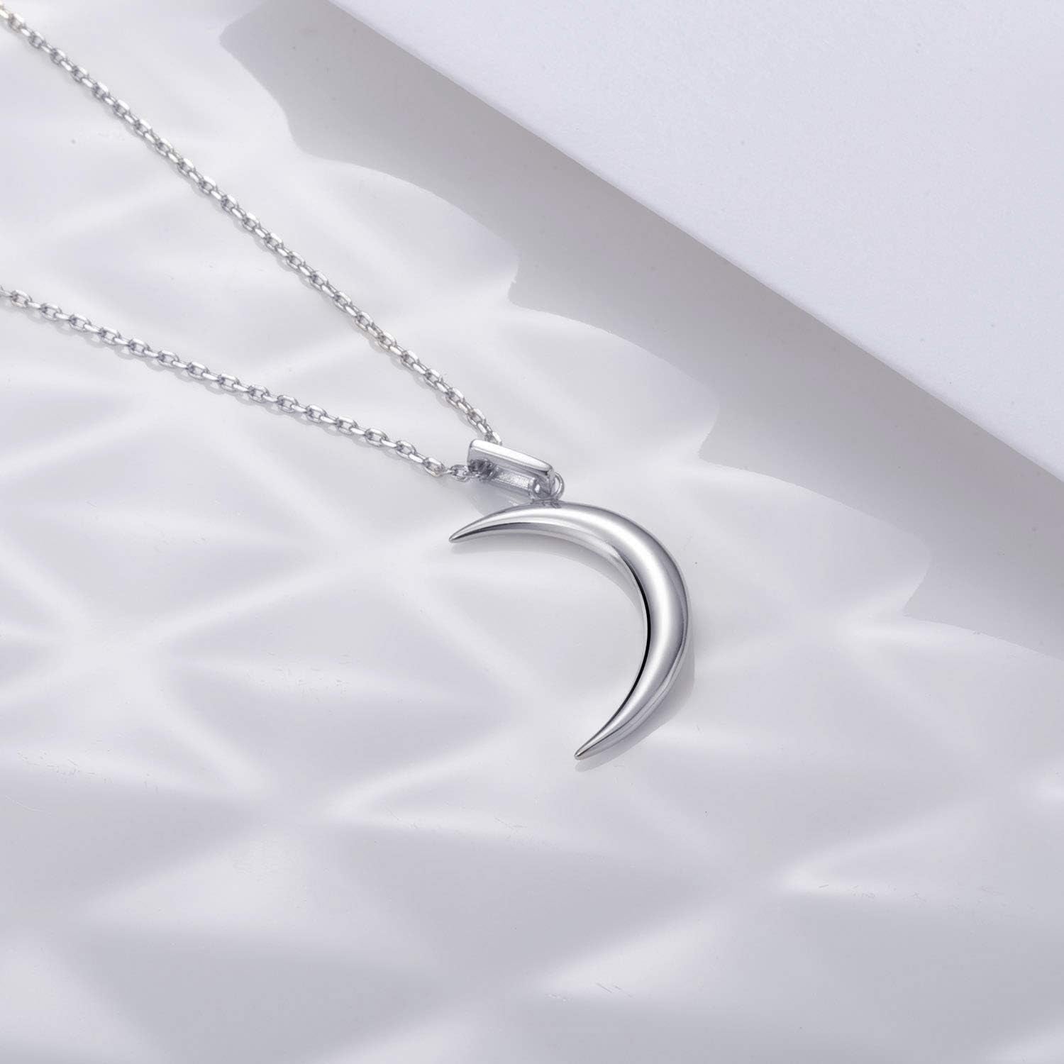 Moon Necklace Sterling Silver Dainty Moon Necklaces for Women Sterling Silver Necklace