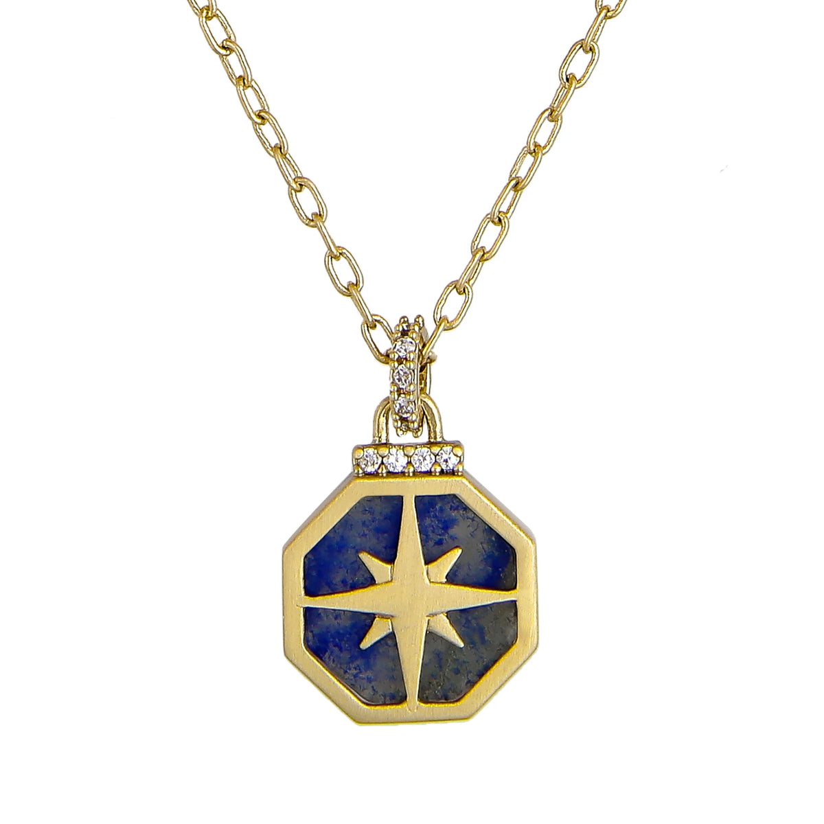 14KT Gold Flash Plated Double Necklace Set with Genuine Stone Adult