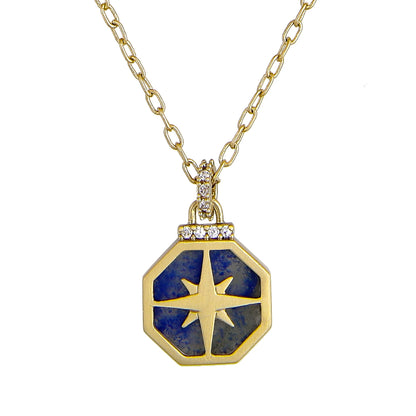 14KT Gold Flash Plated Double Necklace Set with Genuine Stone Adult