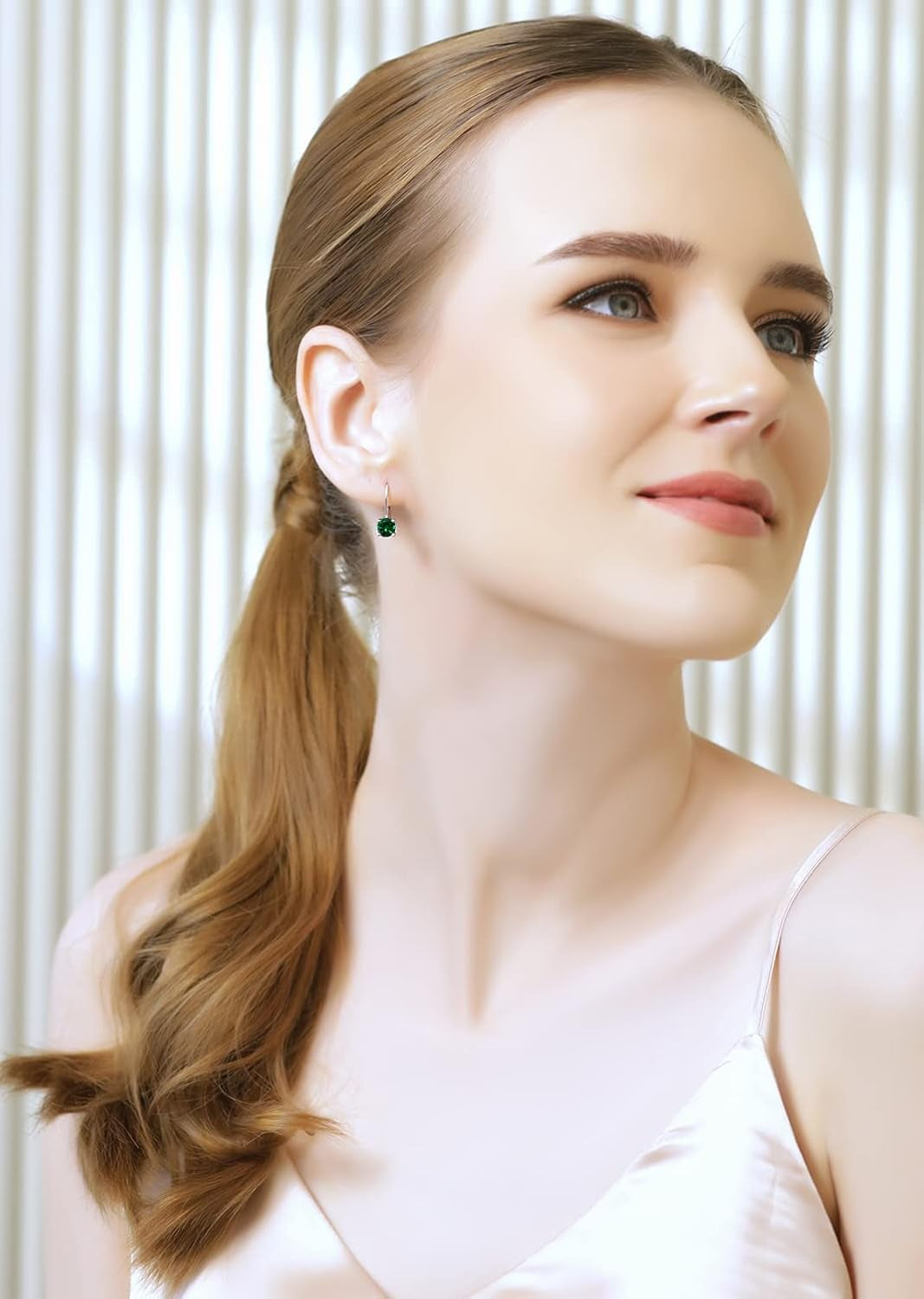 Earrings for Women, Birthstone Earrings, Genuine or Synthetic Gemstone, 6Mm round Leverback Earrings, Drop Earrings, Dangle Earrings for Women Sterling Silver Earrings Gold Flash