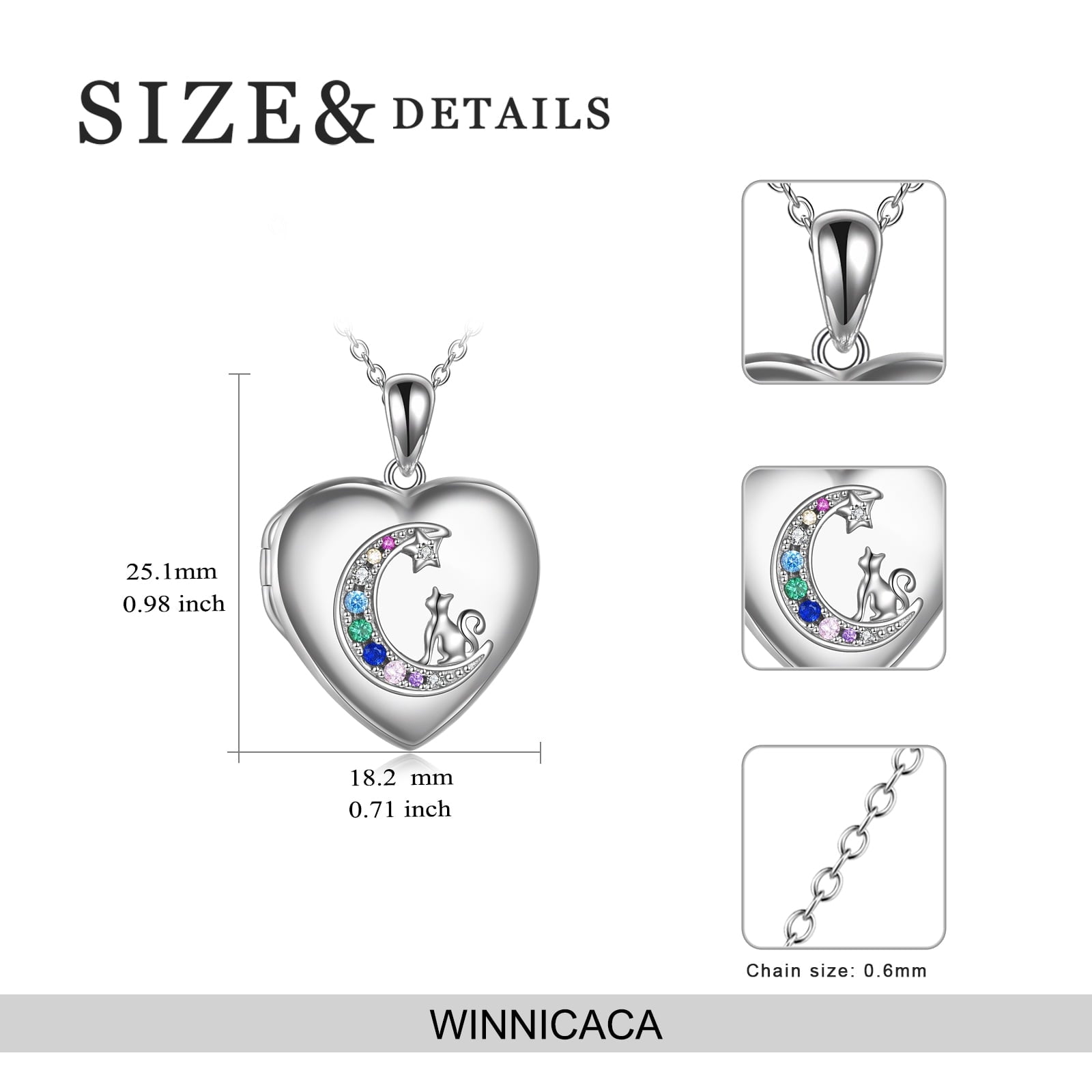 Anniversary Gifts for Women Sterling Silver Heart Cat Lockets Necklace That Holds Pictures Jewelry Birthday Gifts