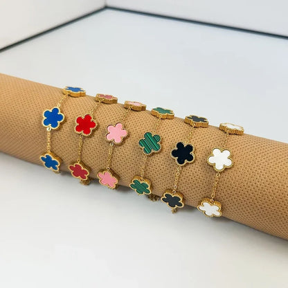 Clover Women'S Hand Bracelets Flower Mothers Day Double Sided Stainless Steel Bracelet Charm Fashion Jewelry Accessories Gifts