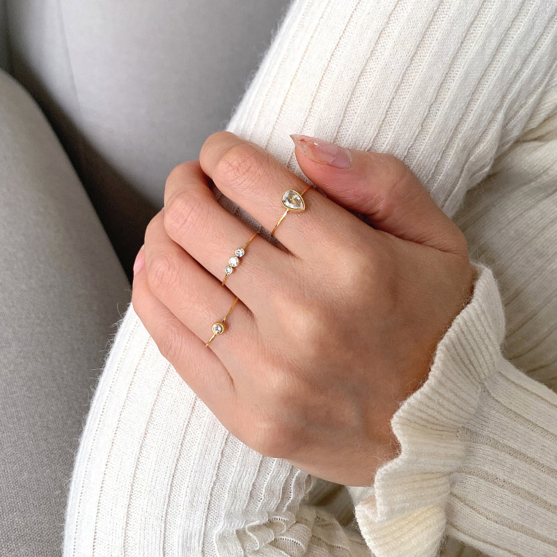 Chic 18K Gold Plated Diamond Stacking Rings