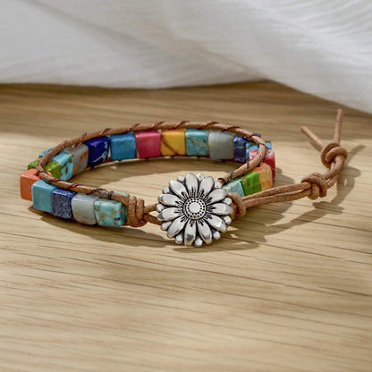 7 Chakra Bracelets for Women with Real Stones Leather Wrap Healing Bead Bracelet Women Men Boho Friendship Jewelry