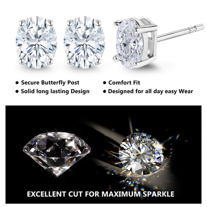 4 Prong 0.5 Carat Oval Cut Moissanite Solitaire Stud Earrings in 18K Rose Gold Plating for Women