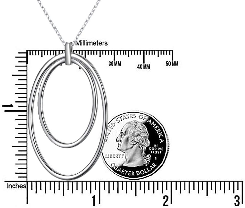 925 Sterling Silver Long Chain Sweater Large Necklace for Women Statement Pendant Fringe Necklaces Jewelry