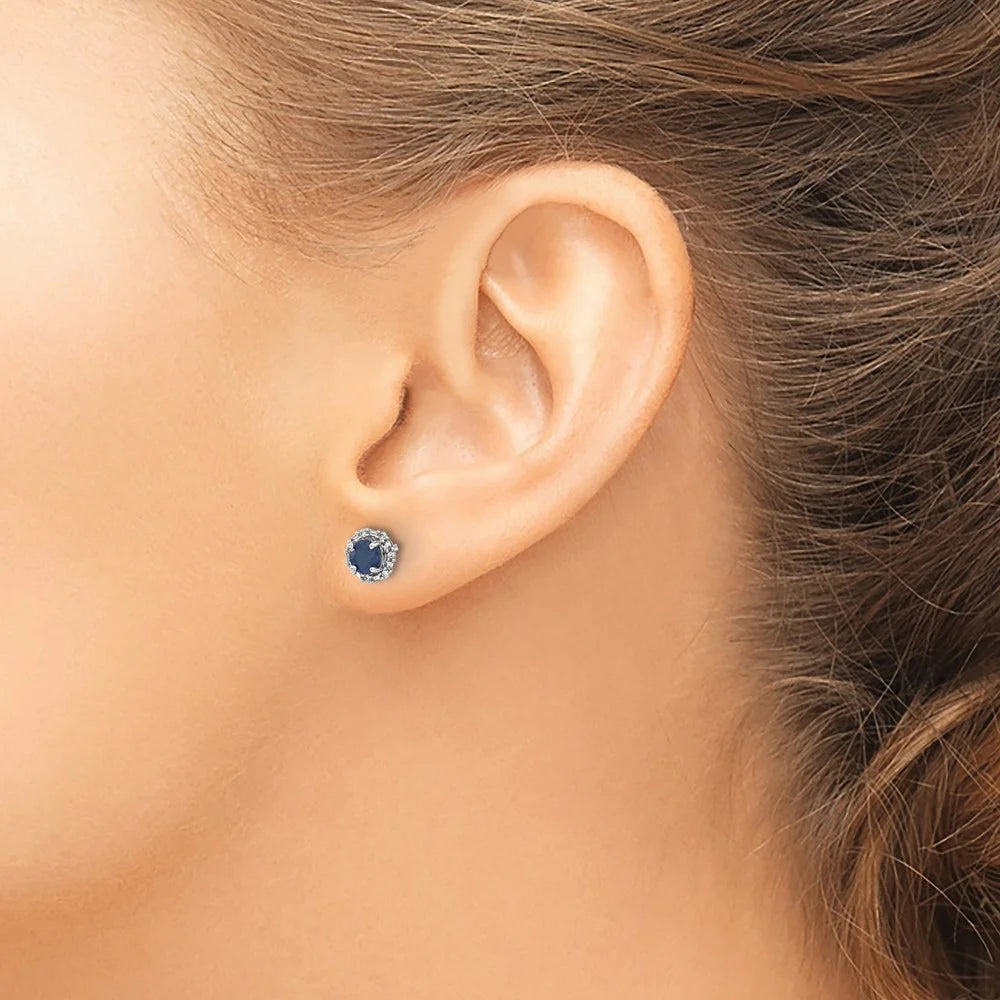 14 Karat White Gold Diamond and Sapphire Earrings