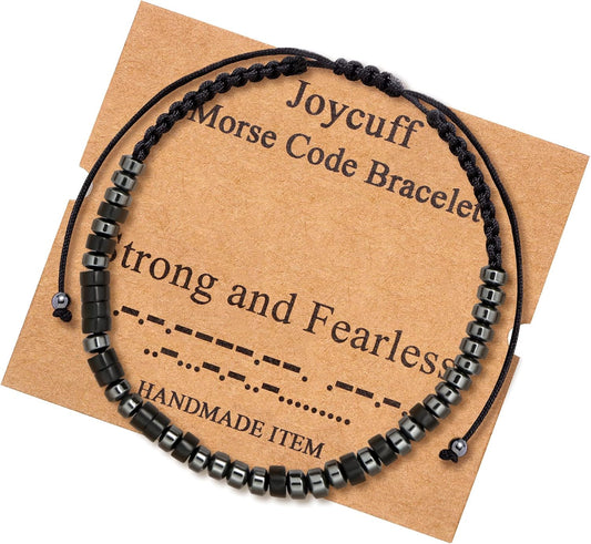 Morse Code Bracelets for Women Men Gifts for Her Him Mom Dad Daughter Sister Best Friend Funny Inspirational Bracelets for Women Jewelry Adjustable Silk Beaded Wrap Bracelet