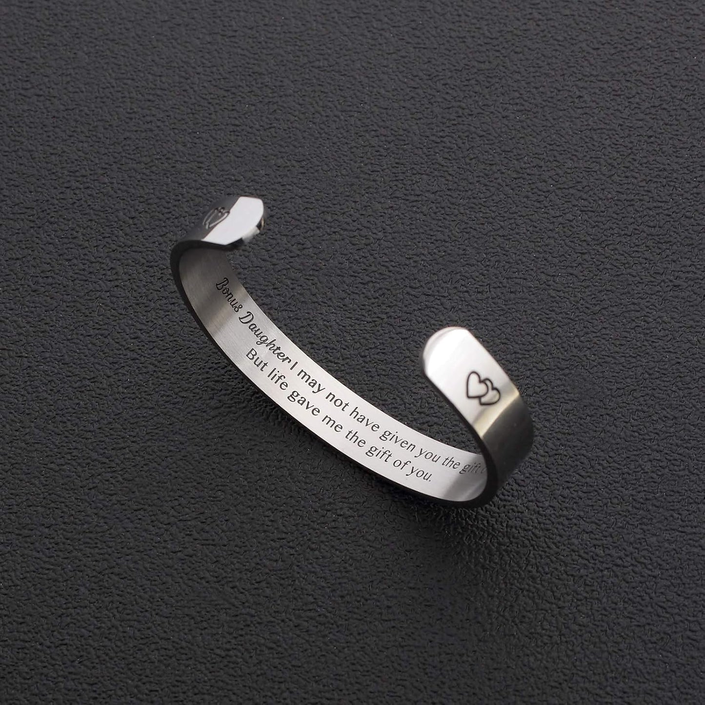 Daughter Mother Gift Bracelets Wide Cuff Bangle Inspirational Bracelets for Women Mom Personalized Message Engraved Cuff to My Daughter I Am so Proud of You