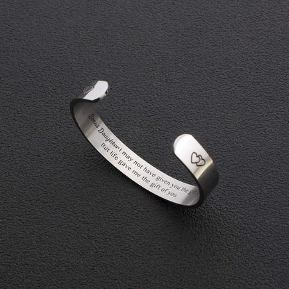 Daughter Mother Gift Bracelets Wide Cuff Bangle Inspirational Bracelets for Women Mom Personalized Message Engraved Cuff to My Daughter I Am so Proud of You