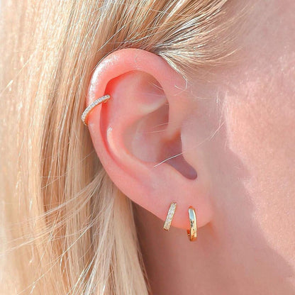 3 Pairs Small Hoop Earrings Set for Women, 14K Gold Plated Huggie Hoop Earrings for Men, Tiny Cartilage Hypoallergenic Earring Set