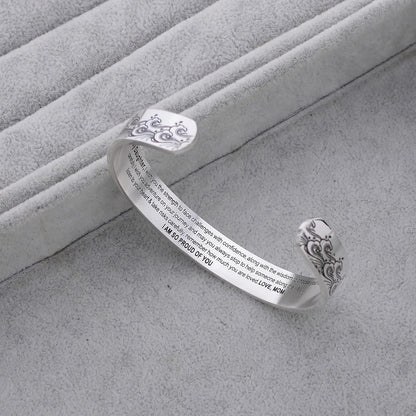 Inspirational Bracelets for Women Mom Personalized Gift for Her Engraved Mantra Cuff Bangle Birthday Jewelry
