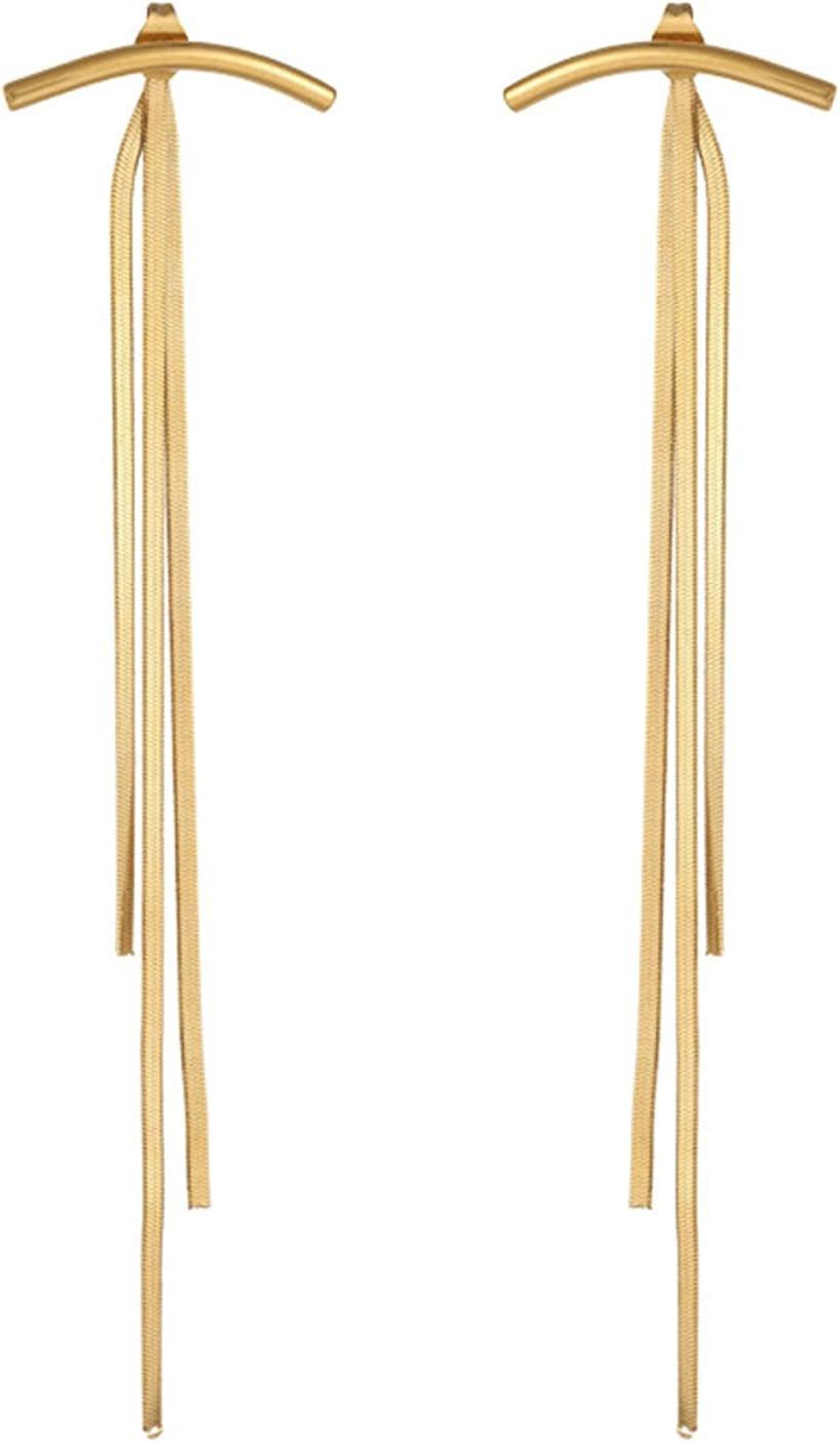 Gold Long Tassel Earrings for Women