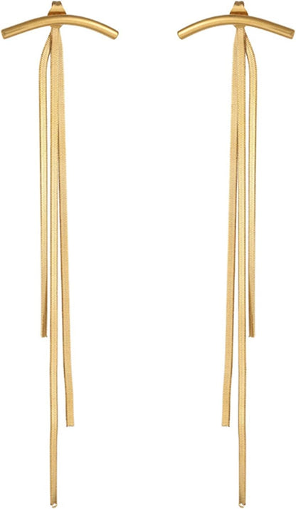 Gold Long Tassel Earrings for Women