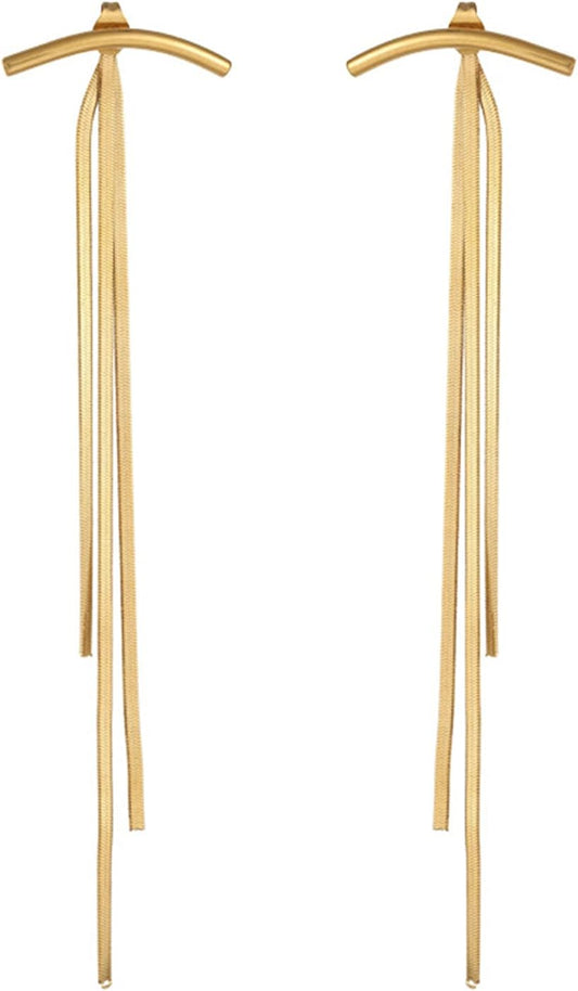 Gold Long Tassel Earrings for Women