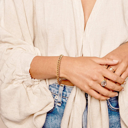 Gold Cuban Link Bracelets for Women,18K Gold Plated Delicate Handmade Wide Chain Bracelet for Her Fashion Jewelry