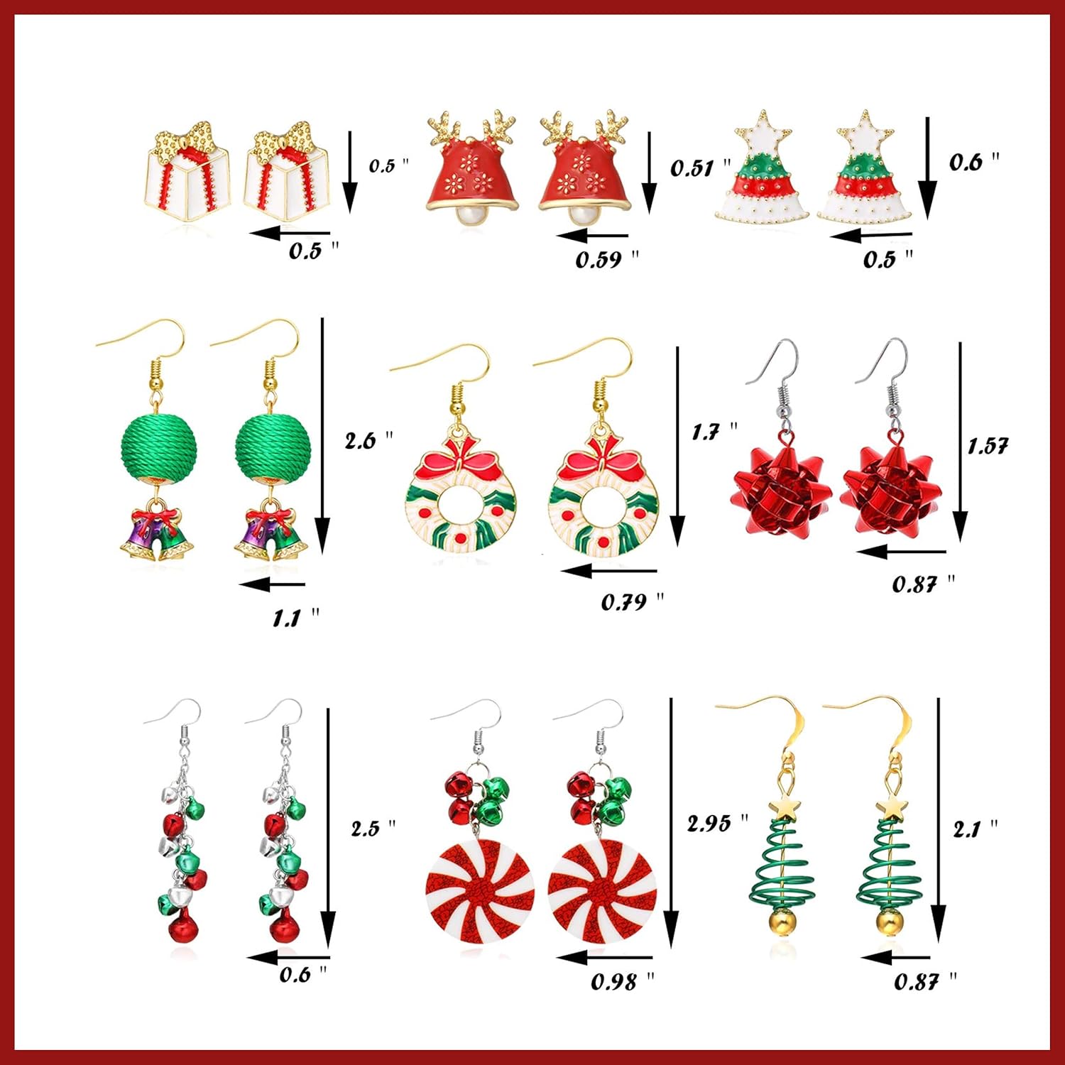 Christmas Earrings for Women Trendy Christmas Tree Snowflake Santa Candy Cane Earrings for Winter Stocking Stuffers Holiday Earrings Gifts Jewelry