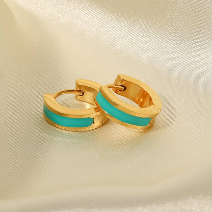 Green C-Shaped Hoop Earrings