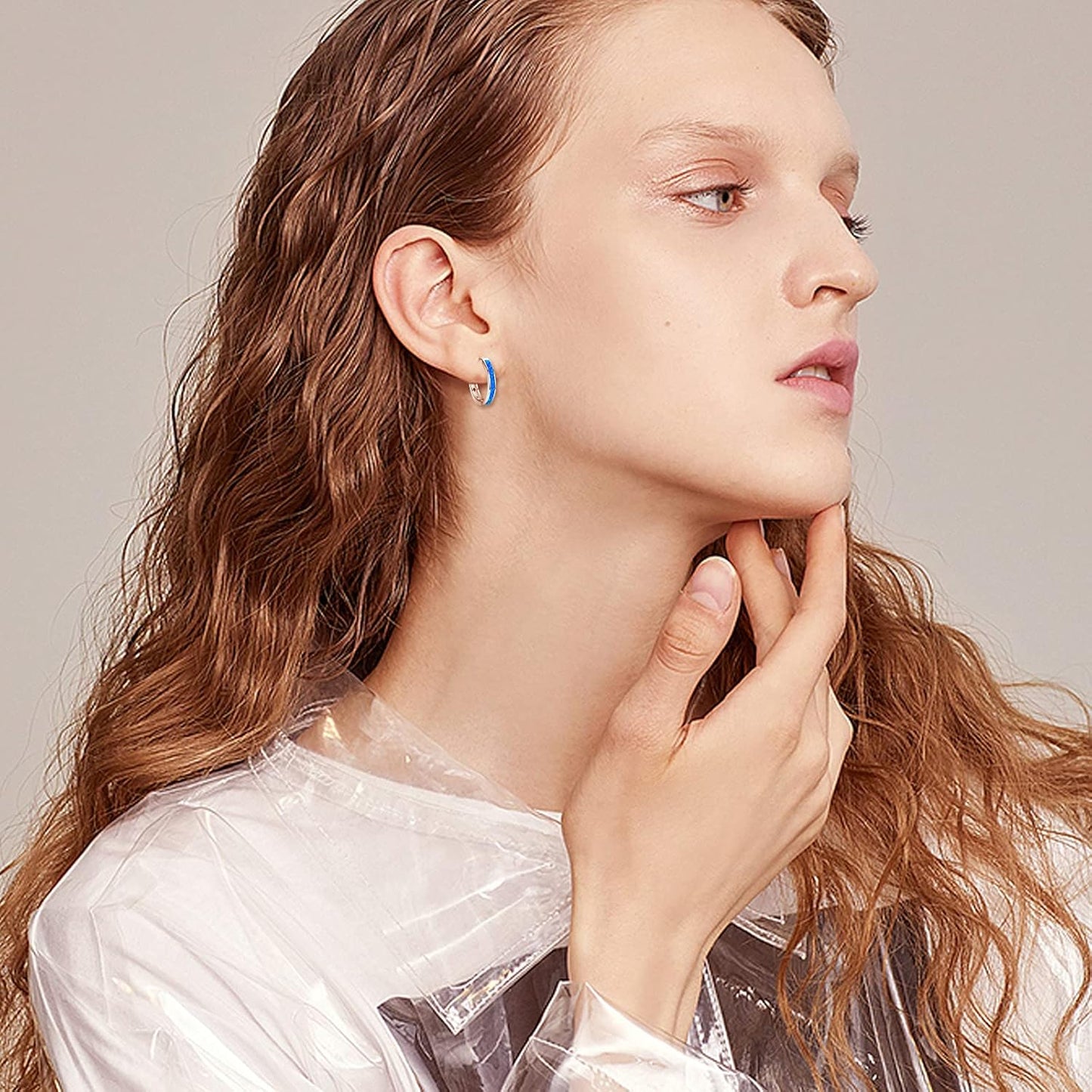 Hoop Earrings for Women Opal Hoop Earrings Hinged Huggie Earrings 925 Sterling Silver Hypoallergenic Earrings for Sensitive Ears Simulated Opal Colorful Jewelry Birthday Christmas Gift