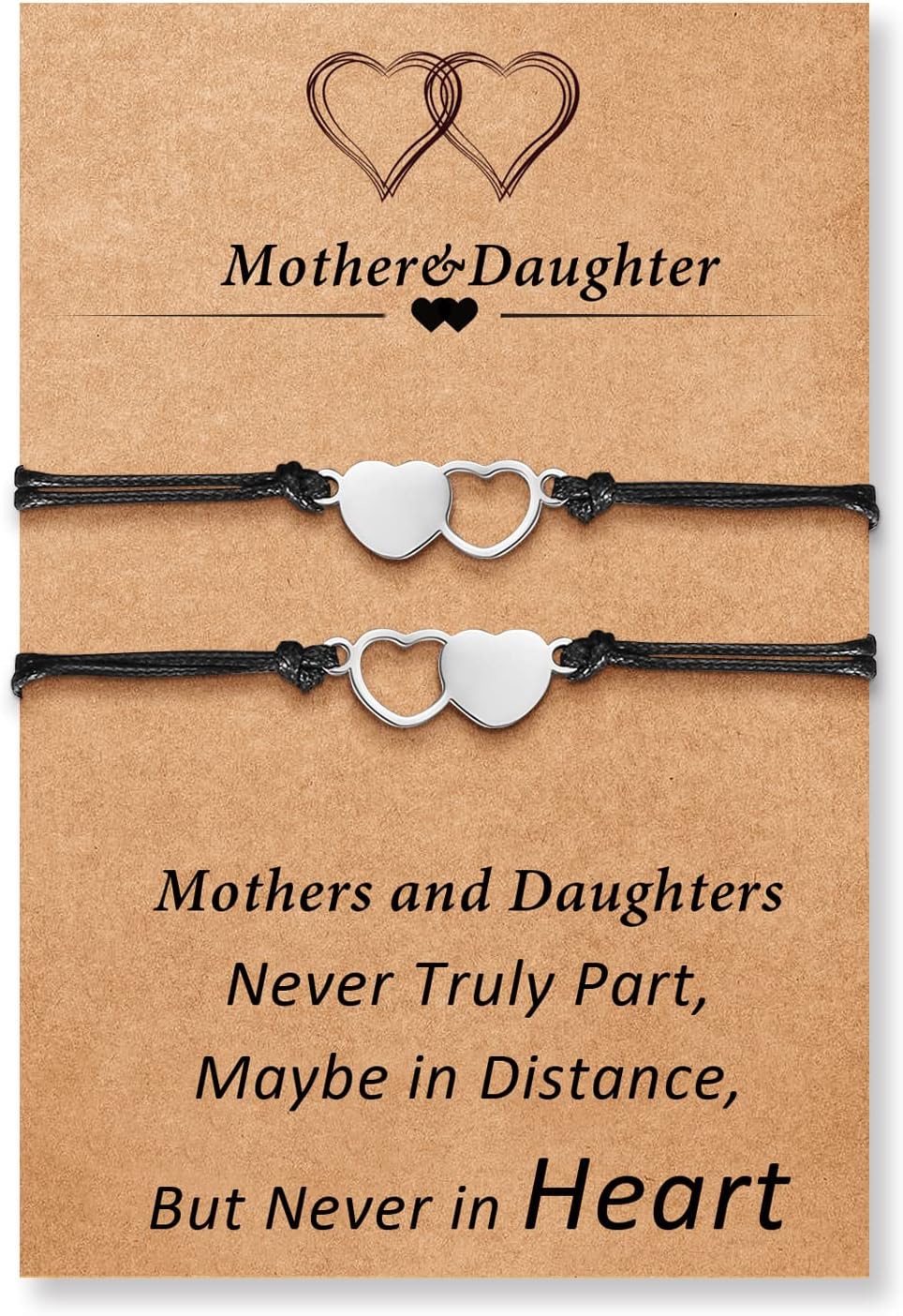 Mom and Daughter Bracelets for 2, 3, 4, 5, 6, Mother Daughter Matching Heart Bracelets - Birthday Gifts for Mom from Daughter