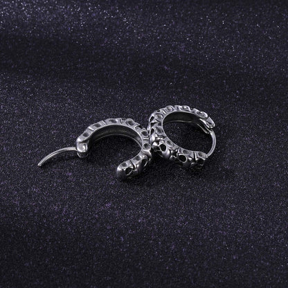 Gothic Skull Hoop Earrings for Men Surgical Steel Mens Huggie Earrings Punk Black Helix Piercing Jewelry for Women