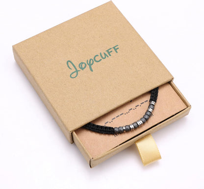 Morse Code Bracelets for Women Black/Grey Birthday Christmas Gifts to Her Funny Gift for Girls Inspirational Jewelry with Secret Message