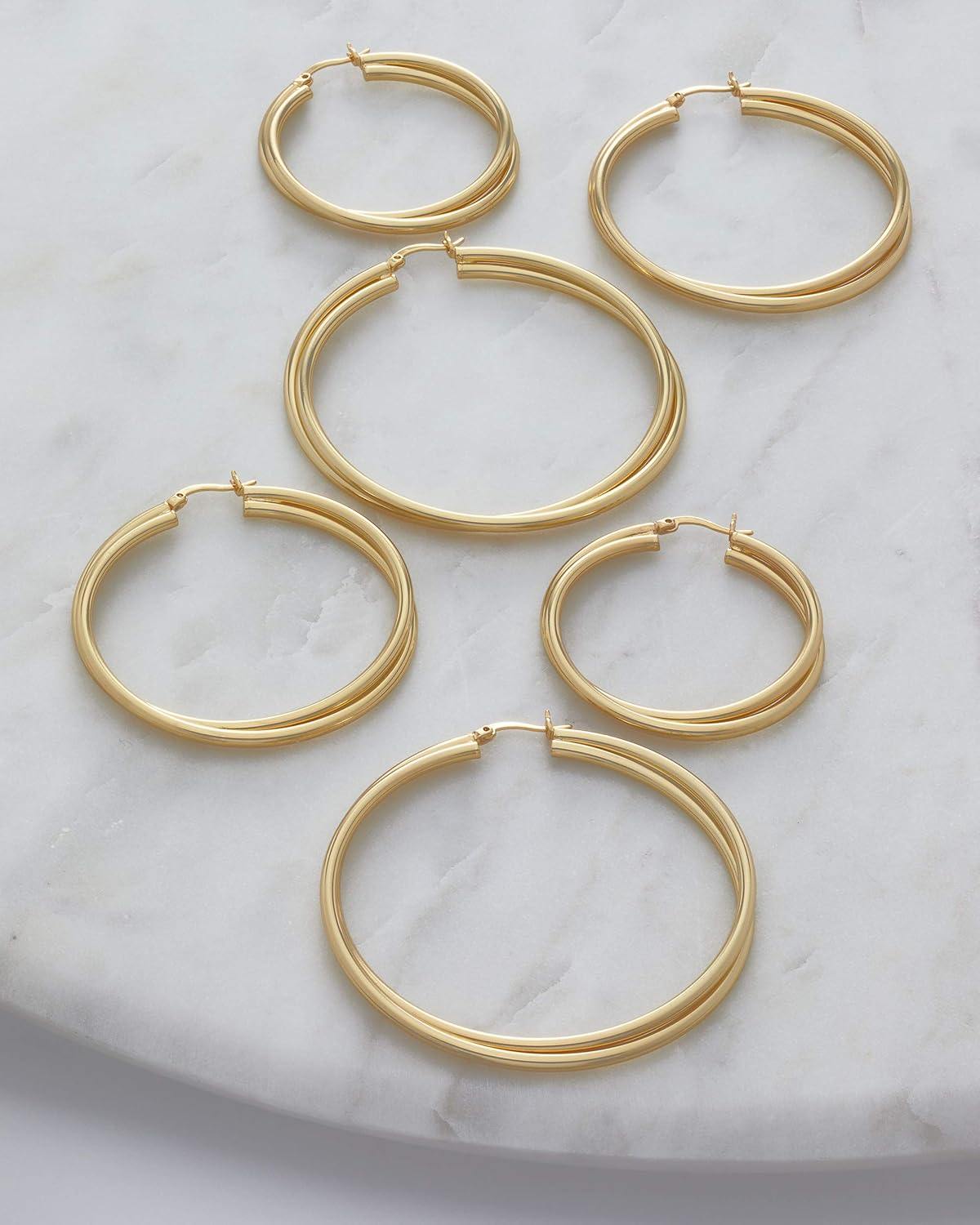 Twist Earrings - Gold Twisted Hoop Earrings & Thick Silver Hoop Earrings for Women - Big Chunky Gold Statement Earrings (Crossover / 14K Gold Plated / 60 Mm - 2.4 In)