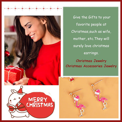 Christmas Earrings for Women Christmas Tree Dangle Earrings Snowflake Santa Candy Cane Snowman Penguin Earrings Holiday Winter Earrings Christmas Stocking Stuffers Gifts