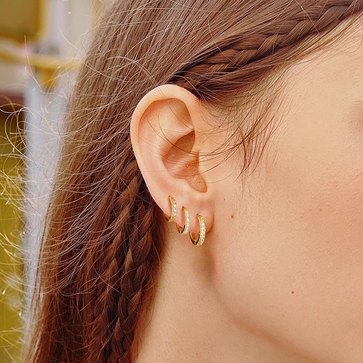 3 Pairs Small Hoop Earrings Tiny Cartilage Earrings for Women Cubic Zirconia Earrings Huggie Hoop Ear Piercing Earrings for Men 8Mm 10Mm 12Mm