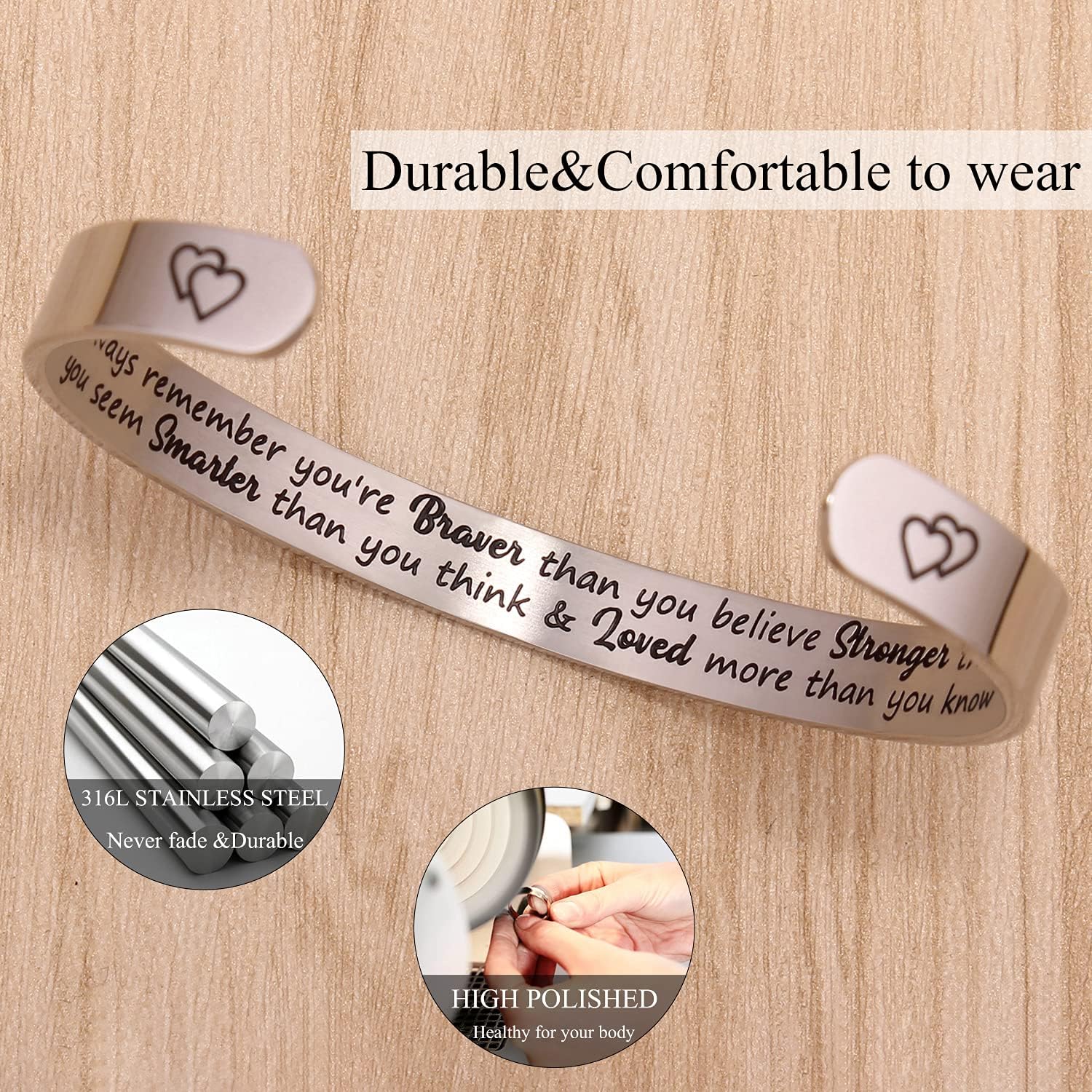 Bracelets for Women Mothers Day Bracelet Gifts from Daughter Inspirational Gifts for Women Graduation Gifts for Her Motivational Birthday Cuff Bangle Friendship Personalized Mantra Jewelry…