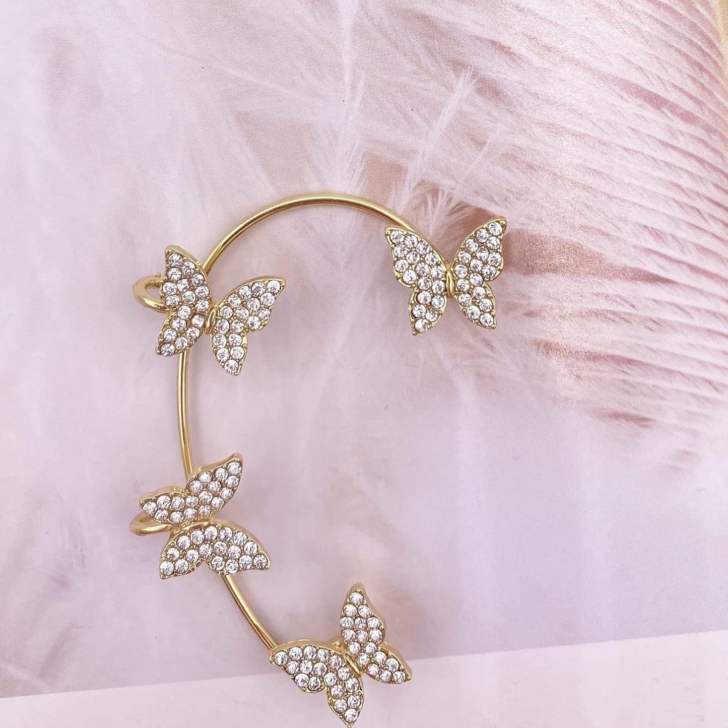 Zircon Butterfly Earrings,Butterfly Earrings for Women,Butterfly Ear Wrap Earrings,No Piercing Ear Clip,For Women Jewellery