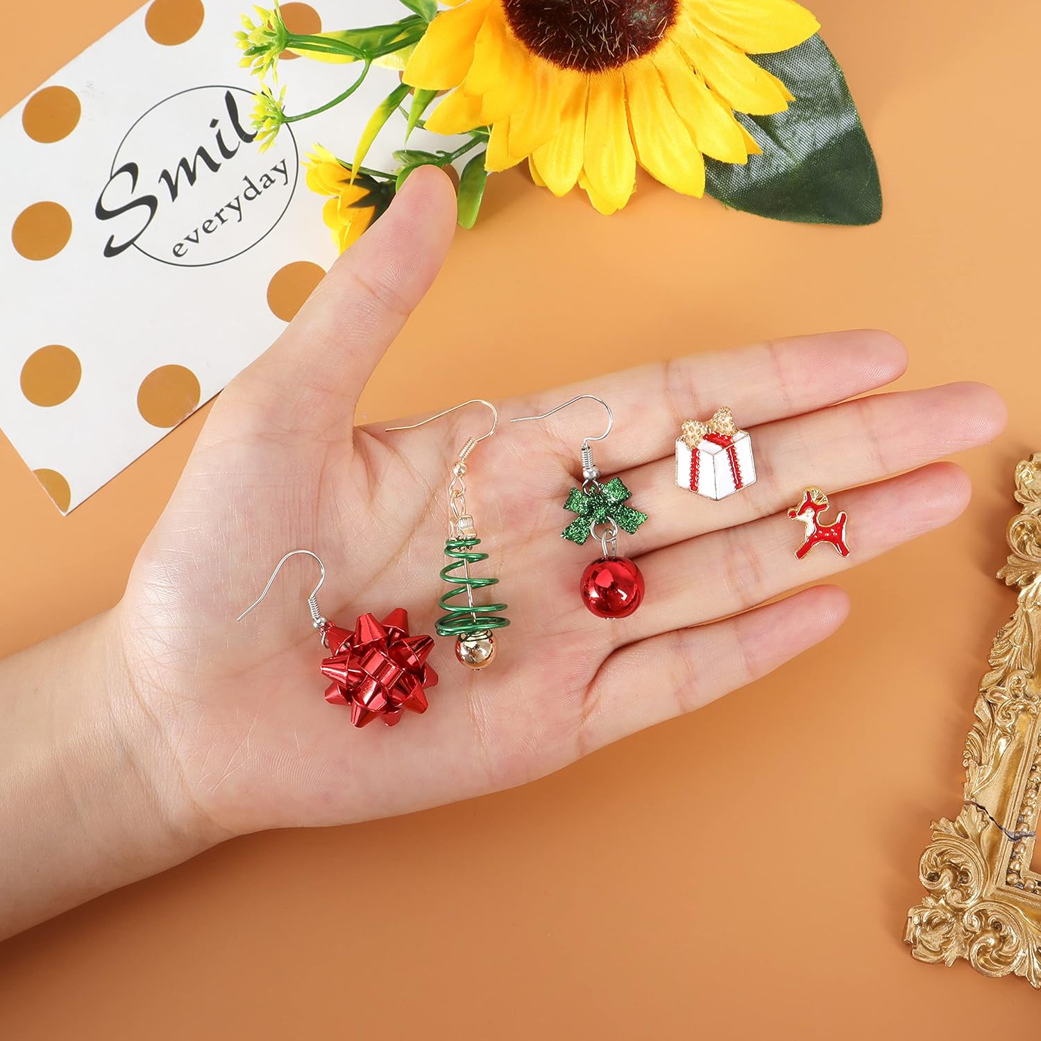 Christmas Earrings for Women Pink Flamingo Tree Snowflake Bow Jingle Bell Dangling Trendy Holiday Earrings Stocking Stuffers Christmas Jewelry Gifts Outfits Accessories