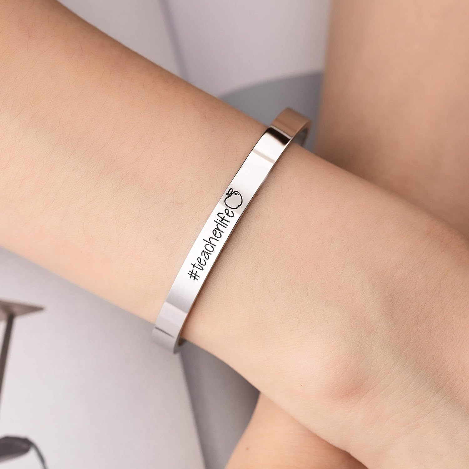 Teacher Thank You Gifts for Women - Bracelet Cuff Bangle for Christmas, Graduation, Appreciation, Back to School, End of Year, Retirement - from Students